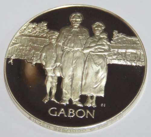 Gabon United Nations proof sterling silver medallion - Weighs 13,0 grams