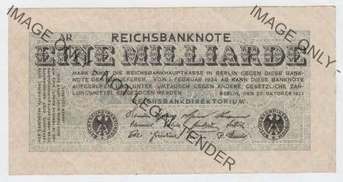 Eine Milliarde Mark banknote - Germany, 1923
