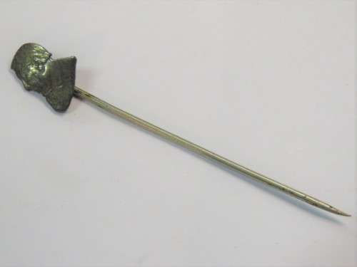 ZAR Kruger silver stick pin made of Kruger 3 pence coin