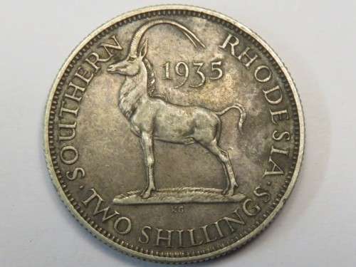 1935 Southern Rhodesia two shilling in XF+ condition