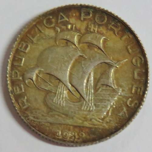 1932 Portugal silver 2 1/2 Escudos - AU+