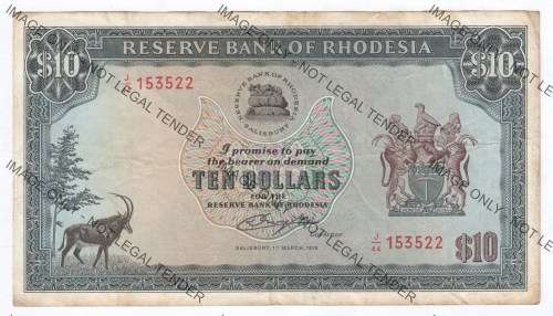 1976 Rhodesia 10 Dollars