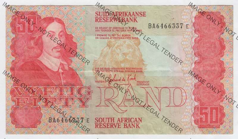 GPC de Kock scarce BA series R50 note - VF or better
