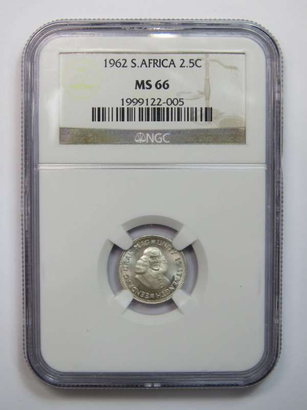 2 1/2 cent 1962 graded MS66 by NGC - Only 12589 minted