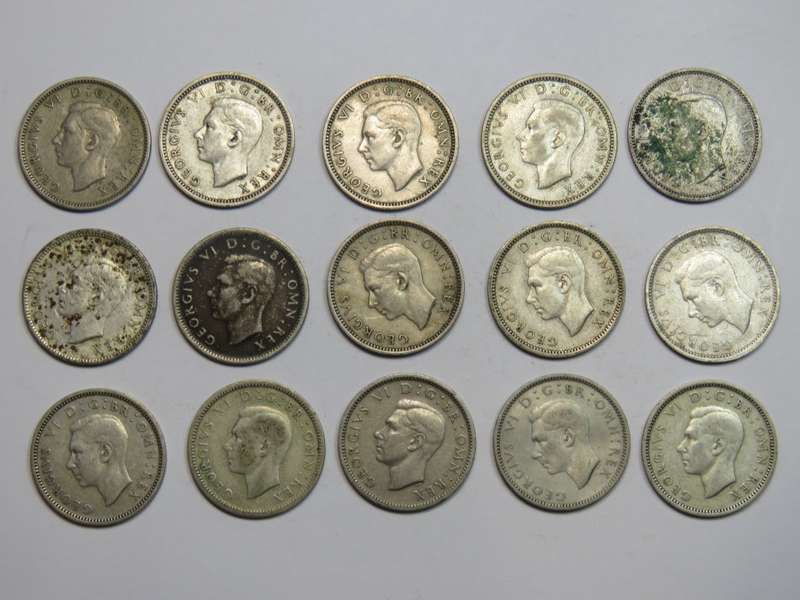 British set of 15 coins 1937 - 1951 Sixpences
