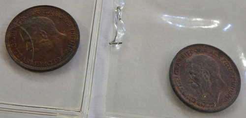 Lot of 2 Great Britain uncirculated 1/4d farthings - 1932 and 1936