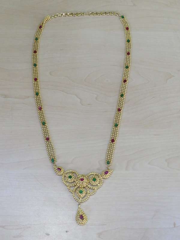 Vintage Gold color necklace with enameled inserts