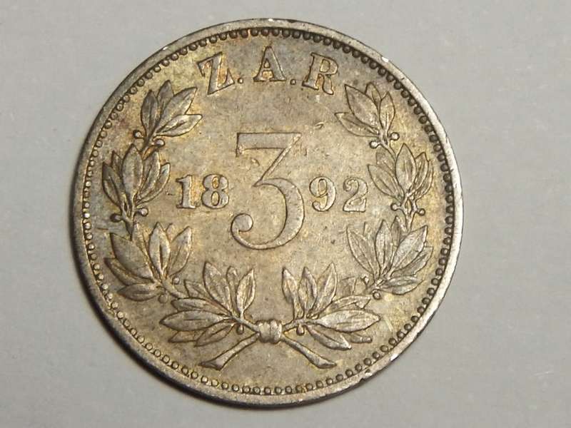 1892 ZAR Kruger 3d tickey EF