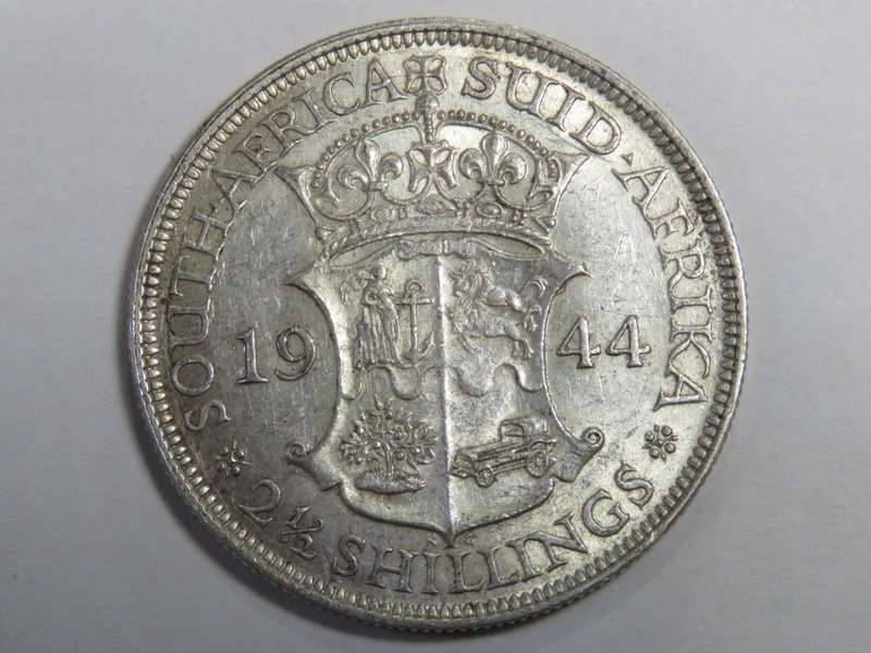 SA Union 1944 half crown in AU condition