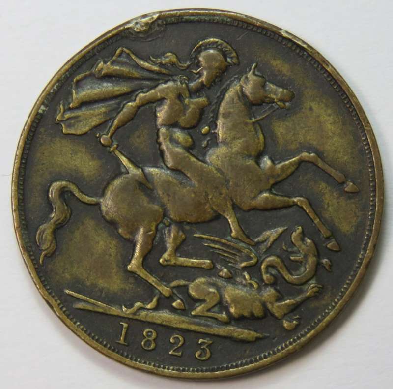 British 1823 2 pound copy in excellent condition