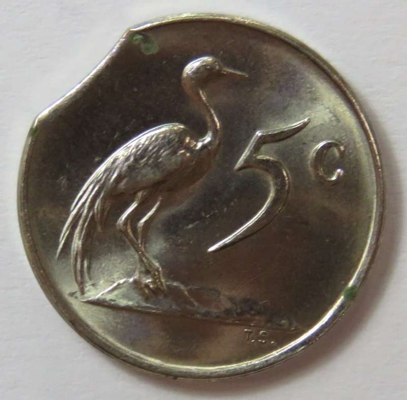 RSA 1965 mint error - Clipped planchet