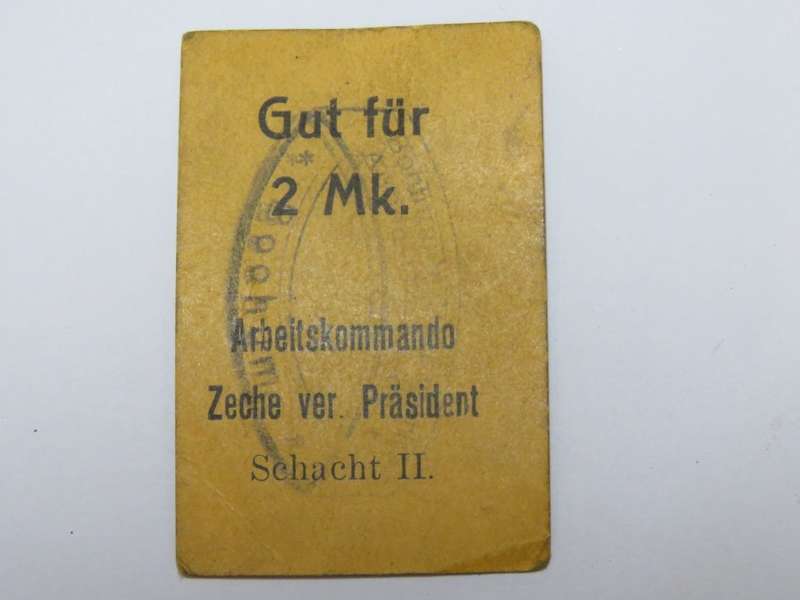 German WW1 Arbeidskommando 2 Mark `Good for` POW currency token