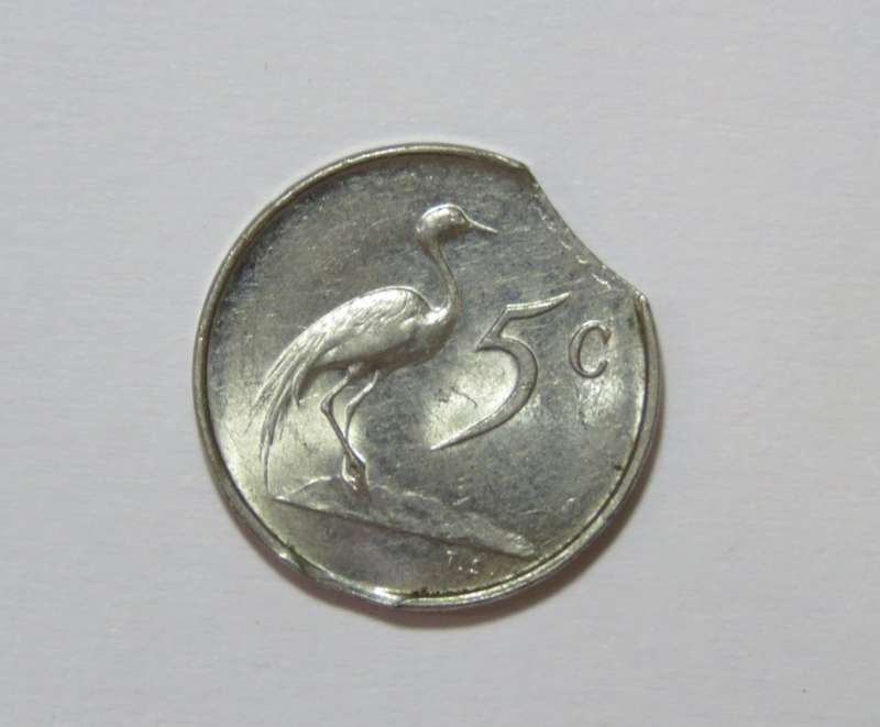 1965 Five cent with clipped planchet - Error coin