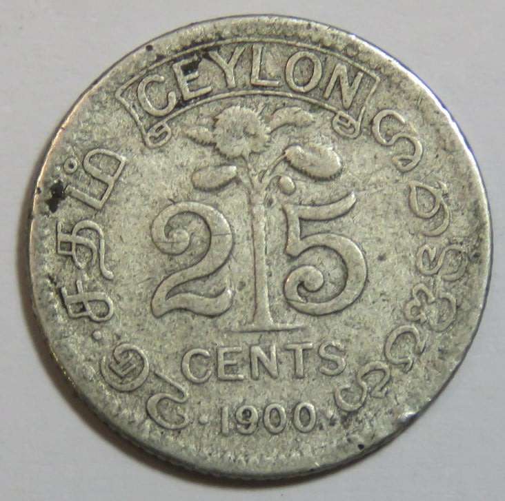 Ceylon 1900 silver 25 cent