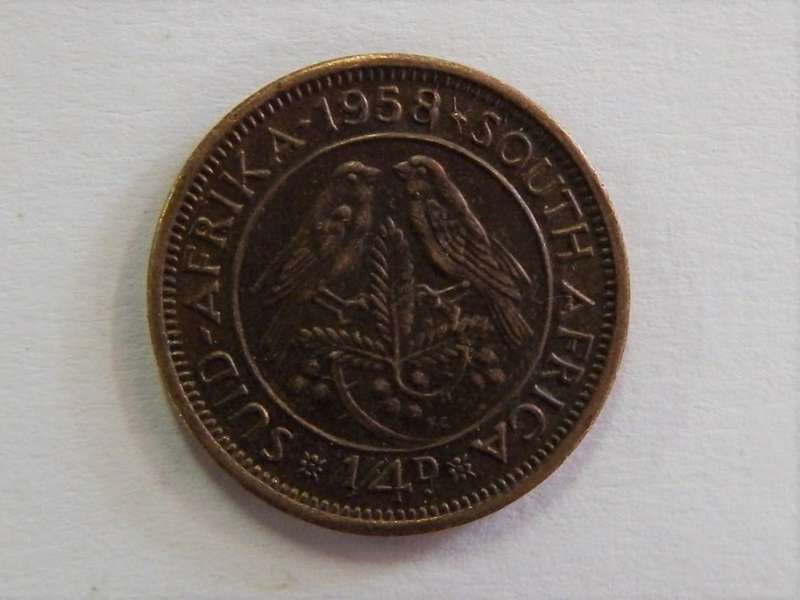 1958 SA Union 1/4d farthing with cracked die through 8 of date