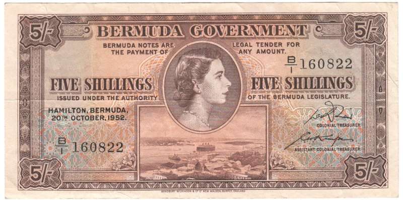 Bermuda 1952 Five Shillings XF