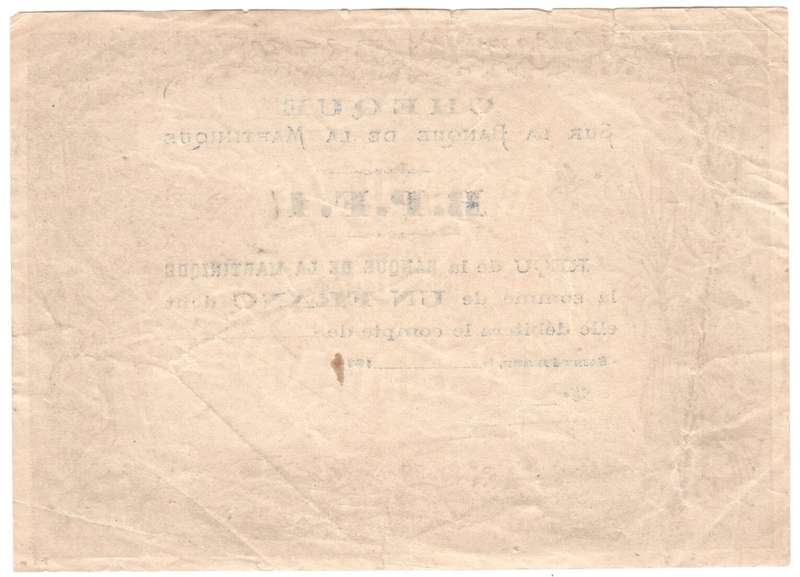 Martinique 1 Franc 1871 VF with some tears - still in nice condition