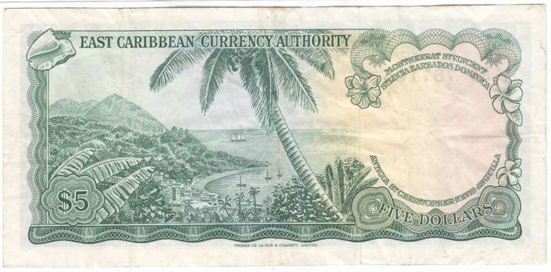 East Caribbean Sates 1965 Five Dollars variation 1 - XF
