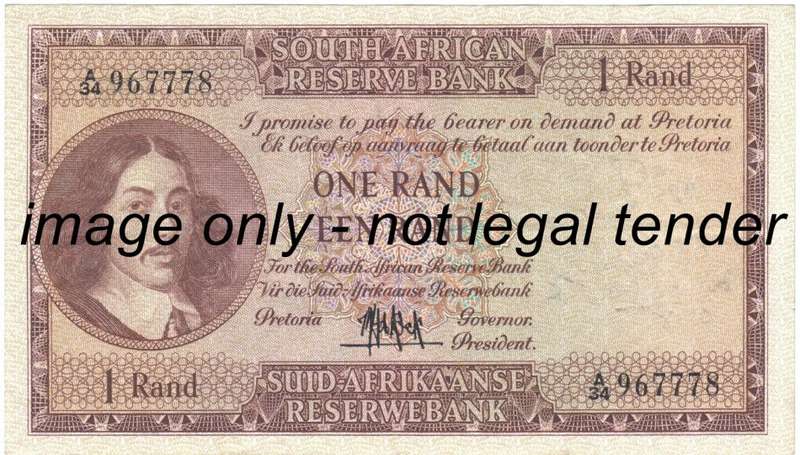 MH de Kock One Rand note