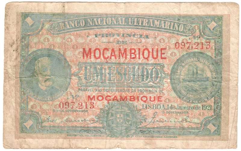 Mozambique 1 Escudo 1921 banknote
