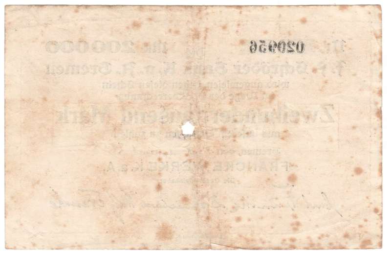 Germany notgeld 200 000 Mark - Bremen 1923 cancelled with star