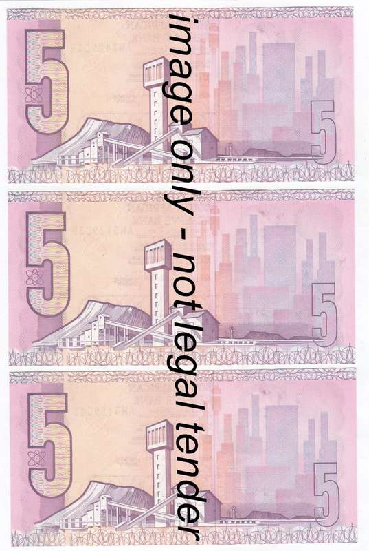 GPC de Kock Lot of 3 Consecutive numbered UNC R5 notes - 3rd Issue