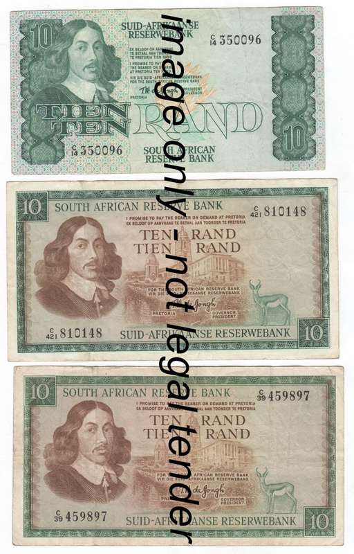 Full set of R10 notes - All reasonable condition - some Uncirculated