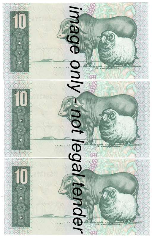 Lot of 7 UNCIRCULATED R10 notes - consecutive numbers C2/77