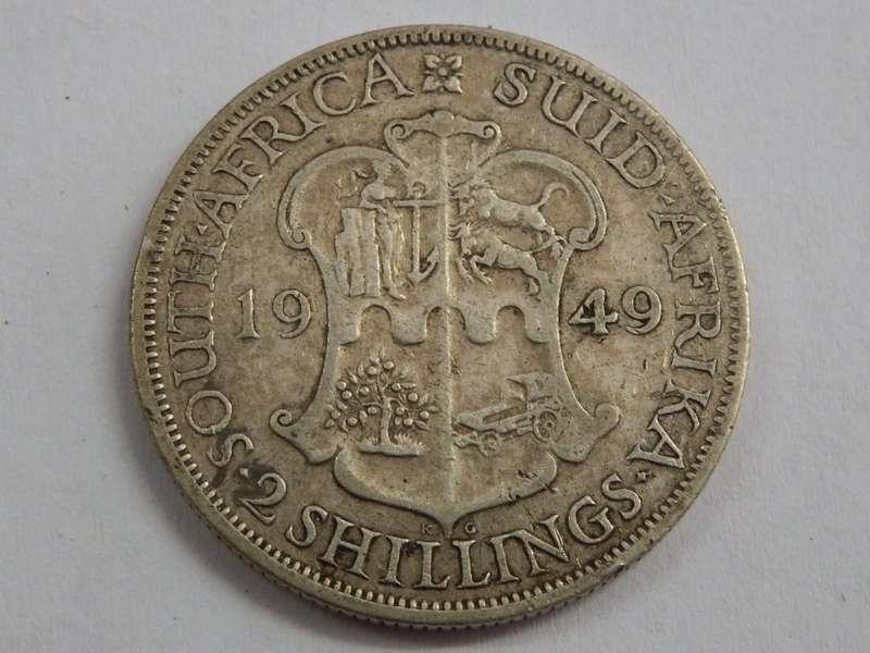 SAU silver 1949 two shilling