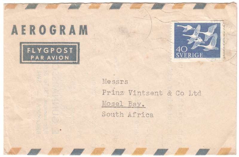 Aerogram 1957 - Order for Aloe by E. Gunnarson - Sweden