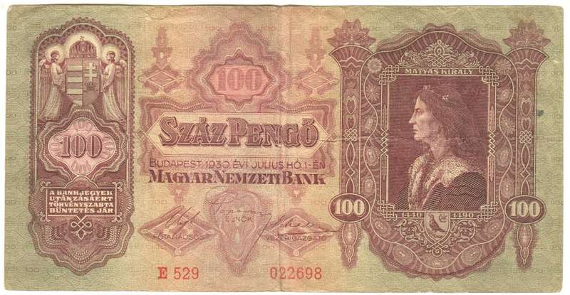 1930 Hungary 100 Pengo