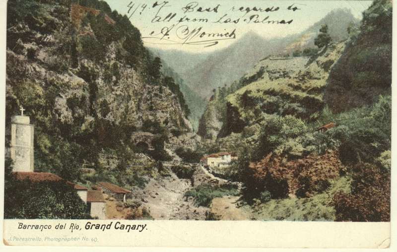 Postal History Card from Las Palmas to Cape Town by postal boat