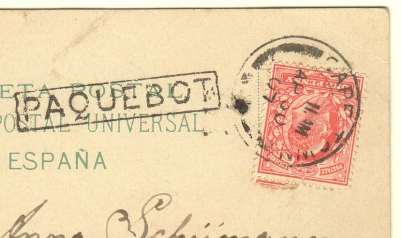Postal History Card from Las Palmas to Cape Town by postal boat