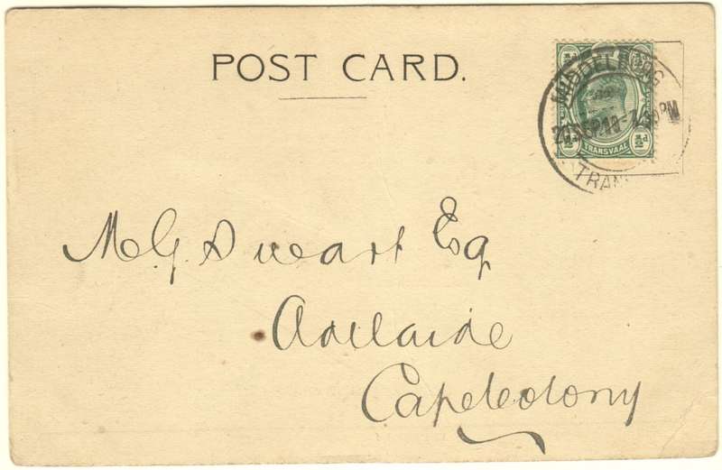 20 Sept 1910 Election postcard from Middelburg Transvaal to Adelaide - Eastern Cape