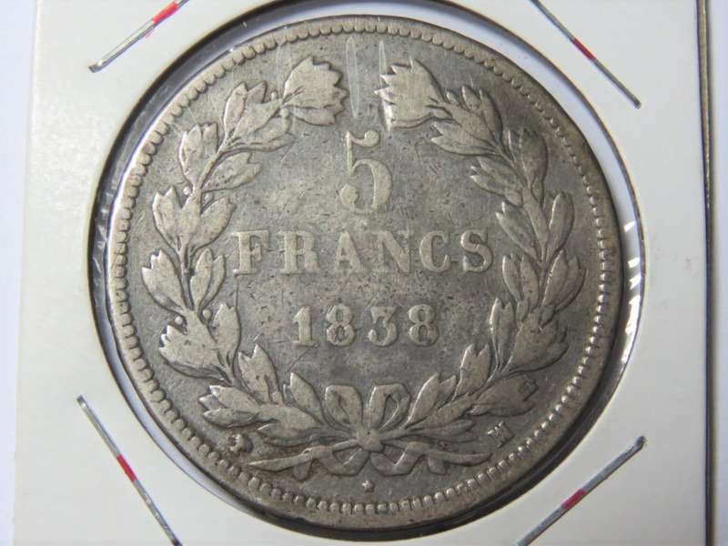 France 1838 silver 5 francs