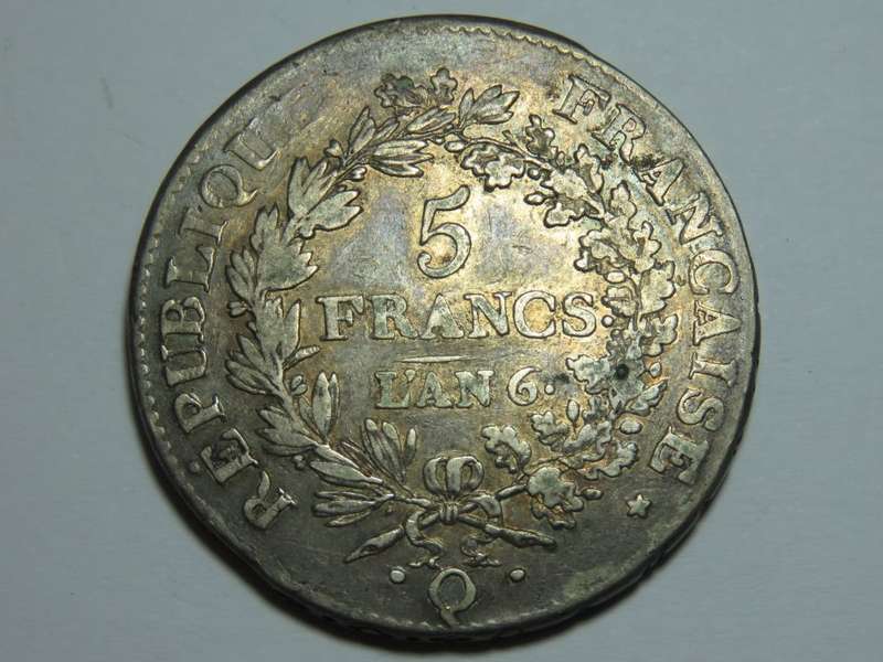 France 1798 5 francs - `L`AN 6` - Mintmark Q - SCARCE!