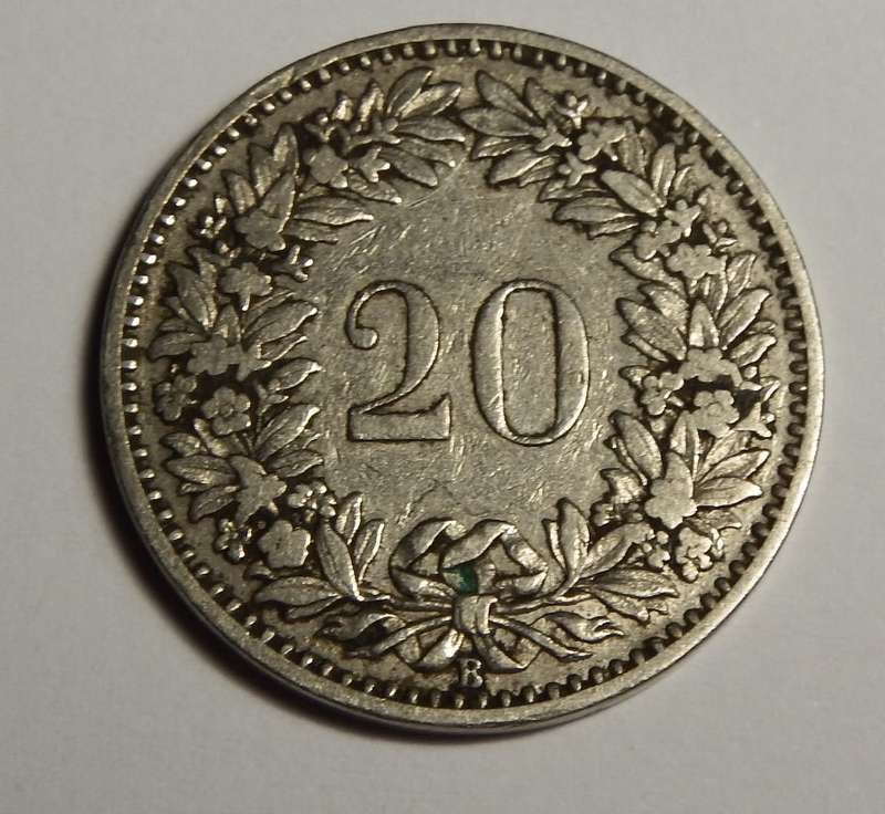 Switzerland 1894 Copper-Nickel 20 Rappen