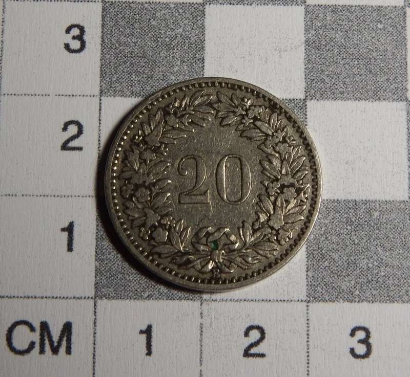 Switzerland 1894 Copper-Nickel 20 Rappen