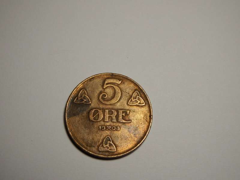 Norway 1908 Bronze 5 Ore - Scarce