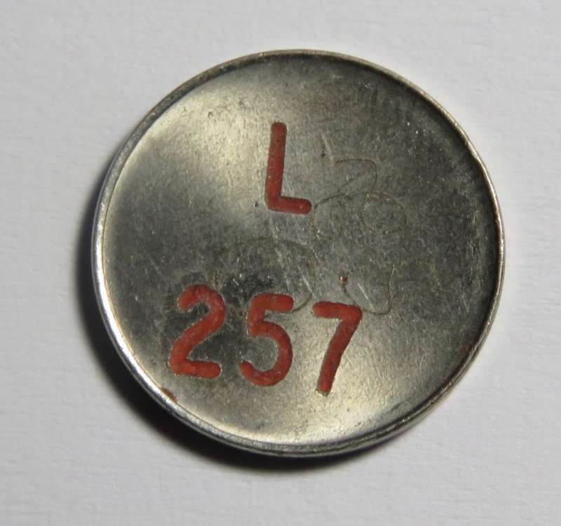 General Post Office 5 cent token - number L 257
