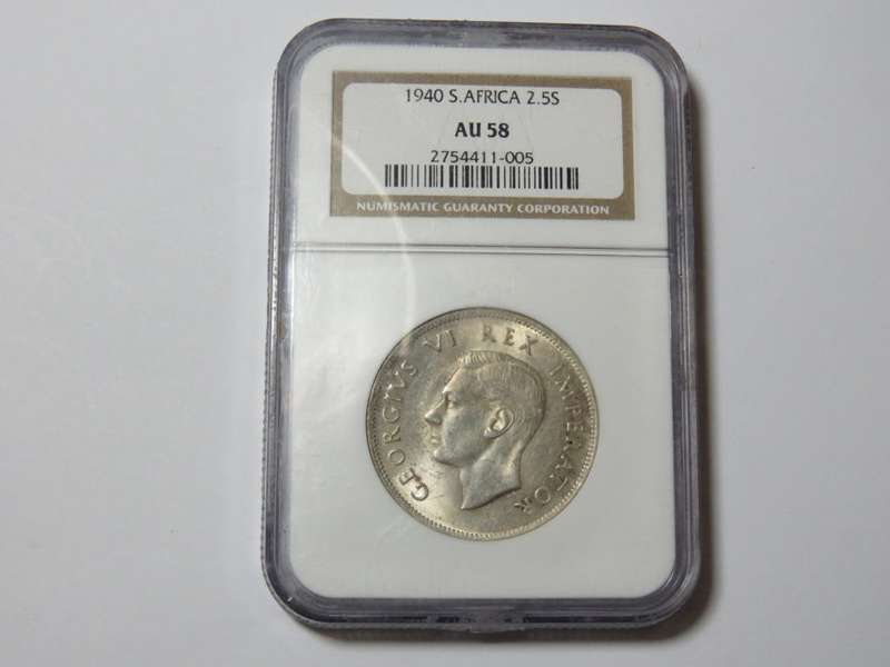 1940 SA Union half crown graded by NGC AU 58
