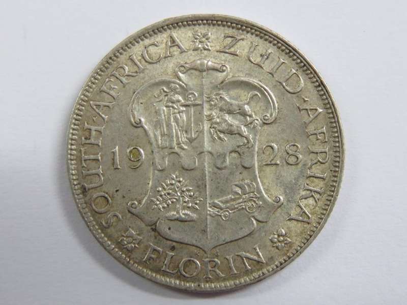 1928 SA Union 2 shilling florin - EF / XF+