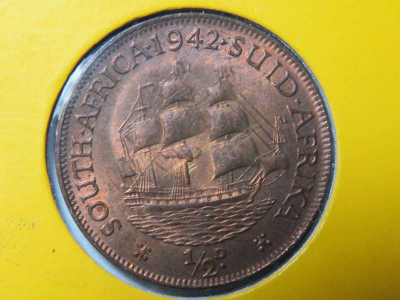 1942 SAU uncirculated half penny
