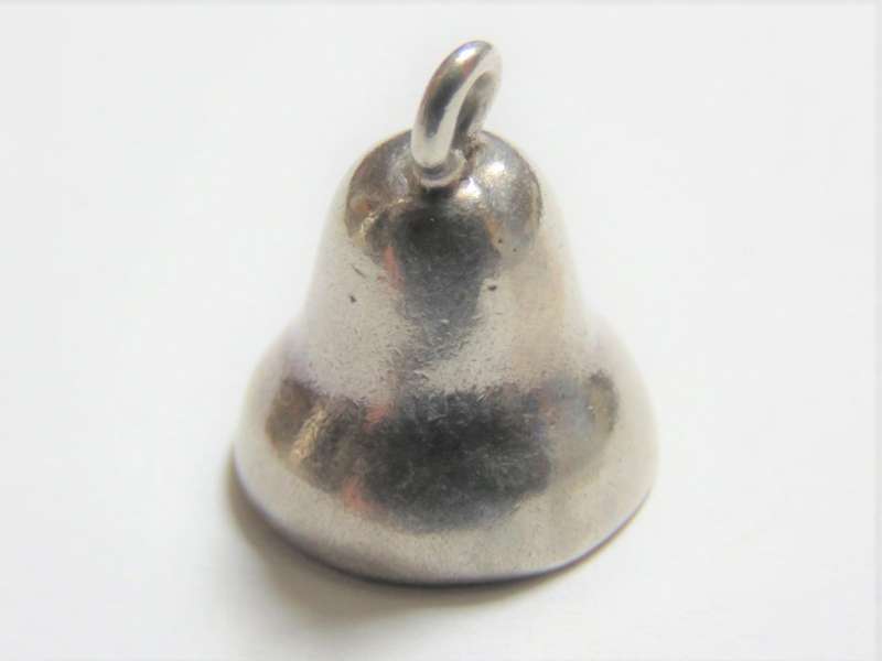 Silver charm pendant - working bell
