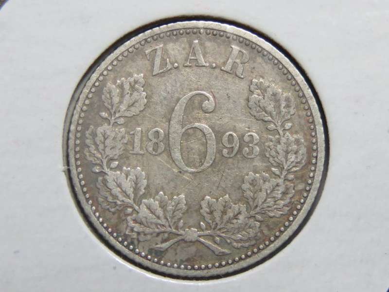 1893 ZAR Kruger sixpence