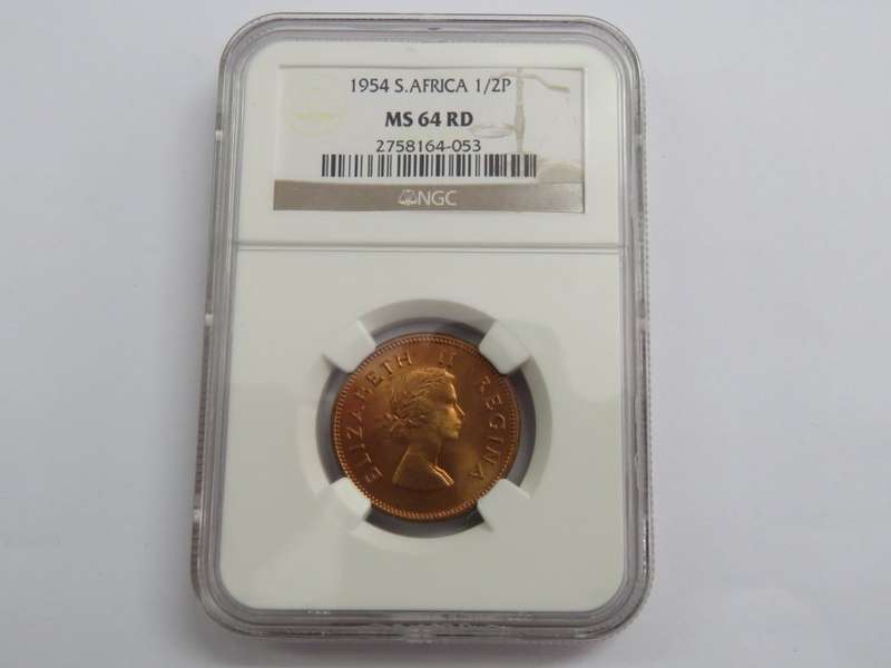1954 SA Union half penny - Graded MS 64 RD by NGC - Very Scarce