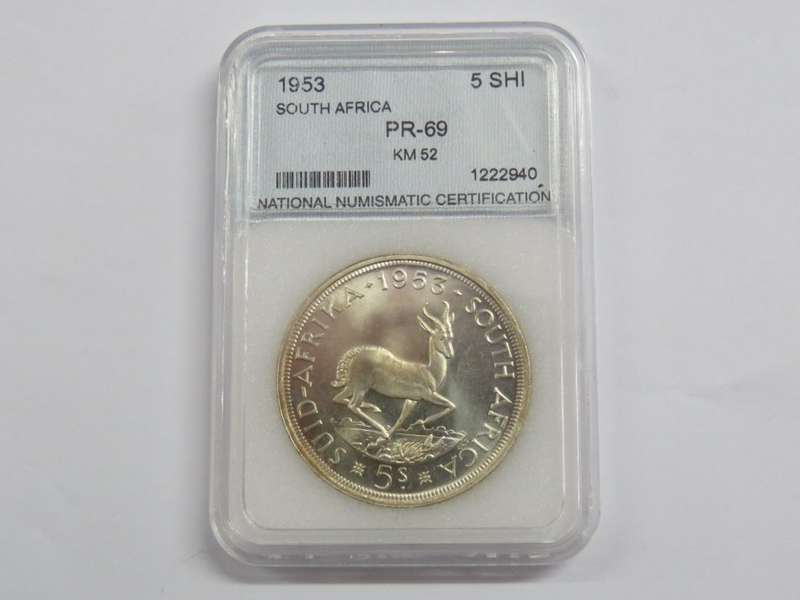 1953 South Africa Union crown graded PR 69 by NNC - Only 5000 proofs minted