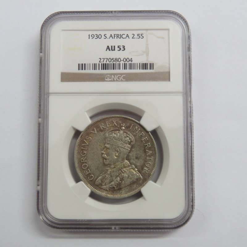 1930 South Africa Union half crown graded AU53 by NGC