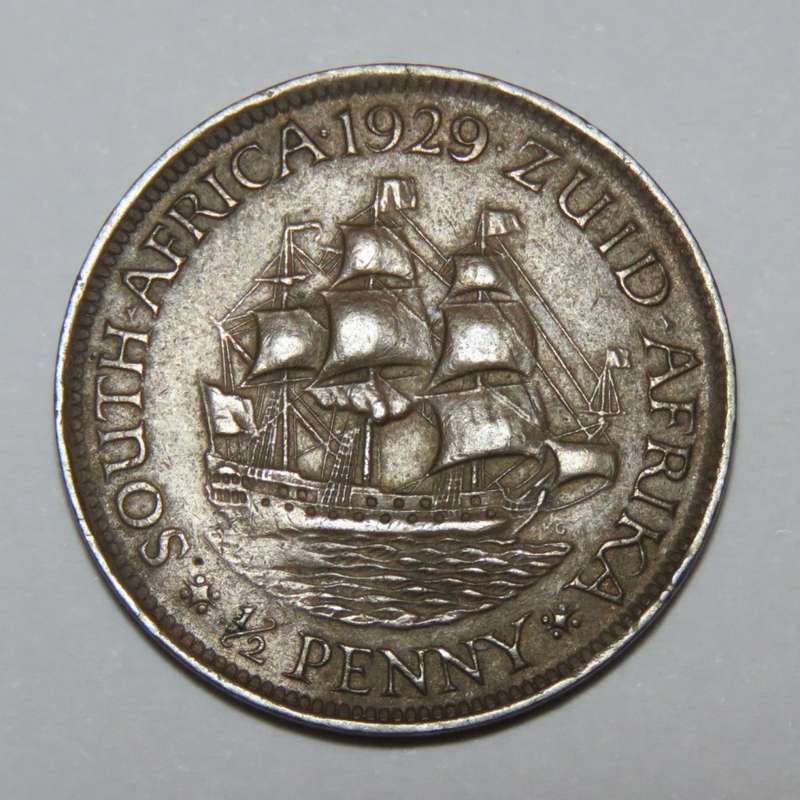 1929 SA Union half penny - EF+