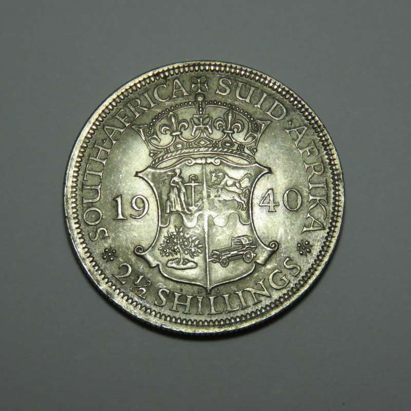 1940 Union of South Africa half crown - UNC but bad strike reverse